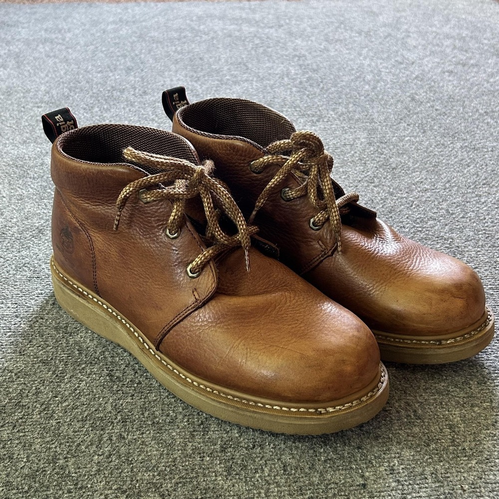 Georgia Boot Boots Mens Size 12M Brown Leather Chukka Wedge Work Slip Resistant